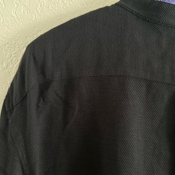 John Varvatos Linen Shirt Band Collar Button Front size XL - Picture 4 of 10